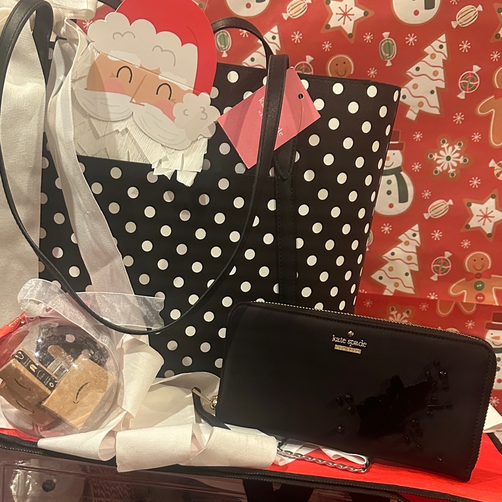 Kate Spade Black and White Polka Dot Tote